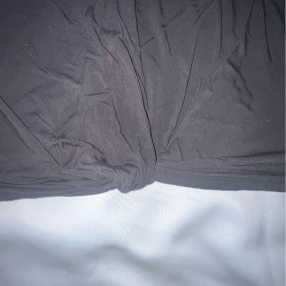 Y2K Bebe Bling Front Knot T-shirt Sheer Sleeves Black Rhinestone Size Small/Med - Picture 5 of 7